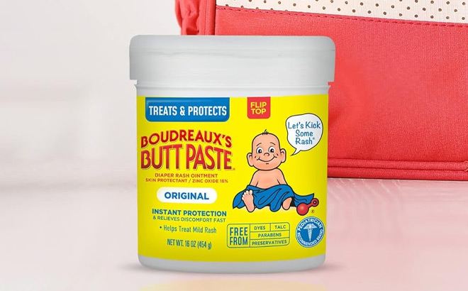 Boudreauxs Butt Paste Original Diaper Rash Cream on the Table