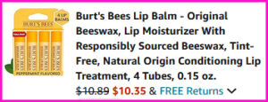 Burts Bees Lip Balm Checkout Screen