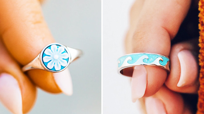 Cameo Ring and Reversible Enamel Wave Ring