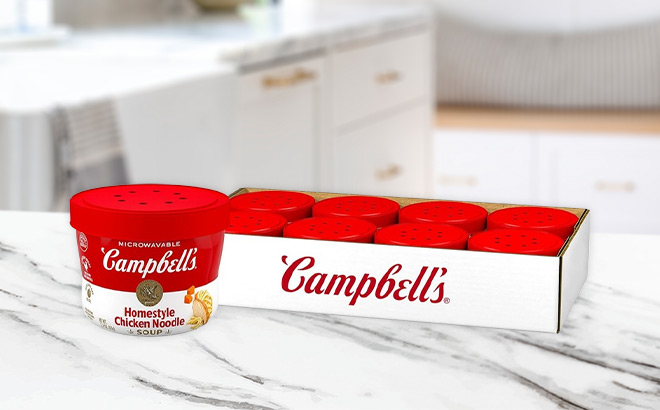 Campbells Soup Chicken Noodle 8 Pack on Table