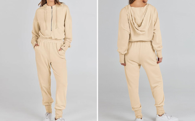 Caracilia Womens Jumpsuit in Almond Color