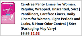 Carefree Panty Liners 54 Count sCREENSHOT