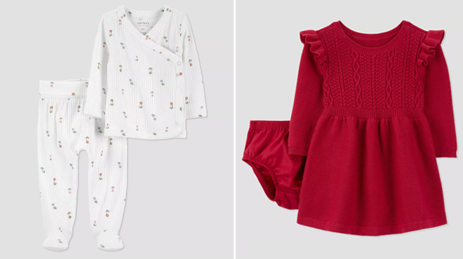 Carters Coordinate Set and Carters Baby Dress Set