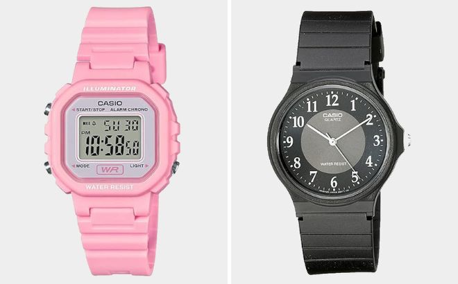 Casio Womens Digital Watch and Casio Mens Black Rubber Strap Watch