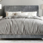 Castle Place Chic Corduroy Velvet Upholstered Queen Bed in Gray Color