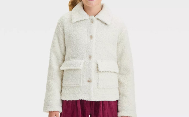 Cat & Jack Girls Faux Shearling Shacket