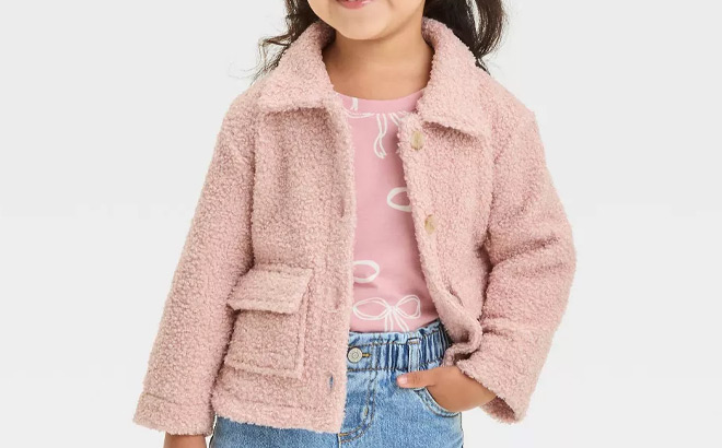 Cat & Jack Toddler Girls Faux Shearling Jacket