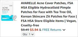 Checkout page of Avarelle 40 Count Original Acne Patches