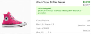 Checkout page of Chuck Taylor All Star Canvas High Top Shoes