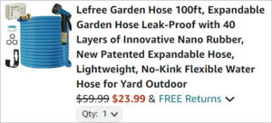 Checkout page of Lefree 100 Feet Garden Hose