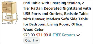 Checkout page of Nongshim 2 Tier Rattan Decorated End Table