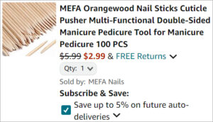 Checkout page of Orangewood 100 Count Cuticle Sticks