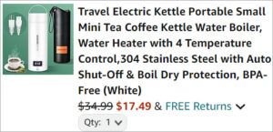 Checkout page of Portable Electric Kettle