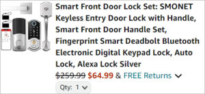 Checkout page of SMONET Smart Front Door Lock Set