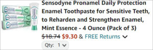 Checkout page of Sensodyne Pronamel Daily Protection Mint Essence Toothpaste 3 Pack