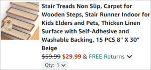 Checkout page of Stair Treads 15 Pack