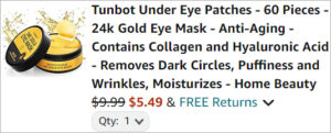 Checkout page of Tunbot Under Eye Patches 60 Pieces