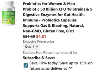 Checkout page of Viyouth 60 Count Probiotics