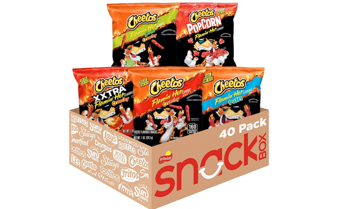 Cheetos Cheese Flavored Snacks Flamin Hot Mix Variety Pack Pack of 40