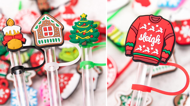 Christmas Themed Straw Toppers