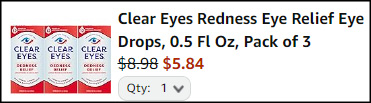 Clear Eyes Redness Eye Relief Drops 3 Pack Checkout