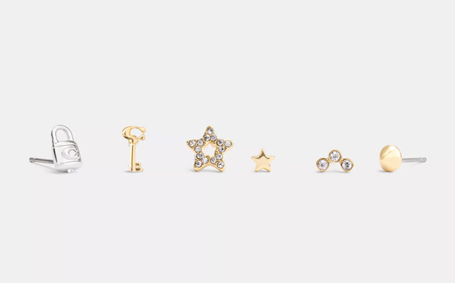 Coach Outlet Lock And Key Mismatch Earrings Set