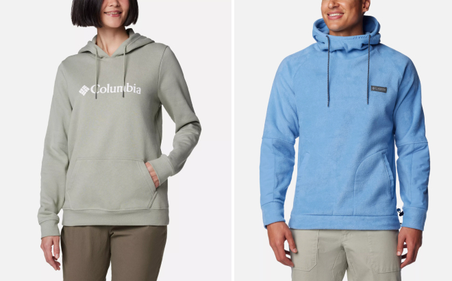 Columbia Womens Burr Trail Logo Hoodie and Mens Hunterdon Fleece Hoodie