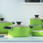 Cook N Home 10 Piece Ceramic Kitchen Cookware Set on a Kitchen Counter