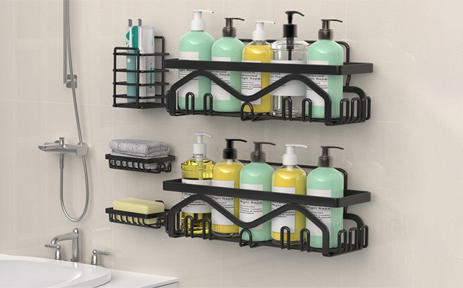 Coraje Shower Caddy 5 Pack on the Wall