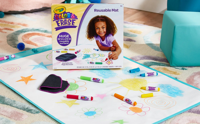 Crayola Color and Erase Mat on the Floor