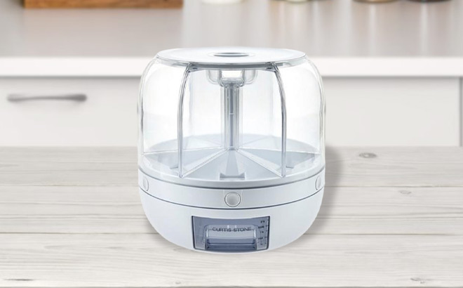 Curtis Stone Dry Grain Dispenser on a Kitchen Counter