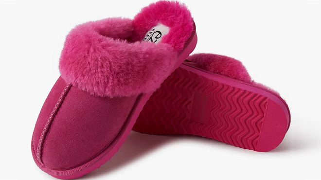 Dearfoams Womens Genuine Shearling Scuff Slippers