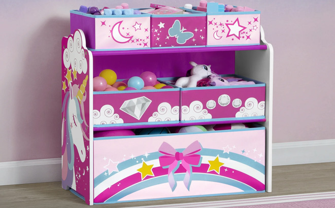 Delta Children Unicorn Design Store 6 Bin Toy Storage Organizer