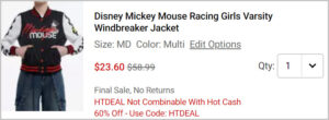 Disney Jacket at Checkout