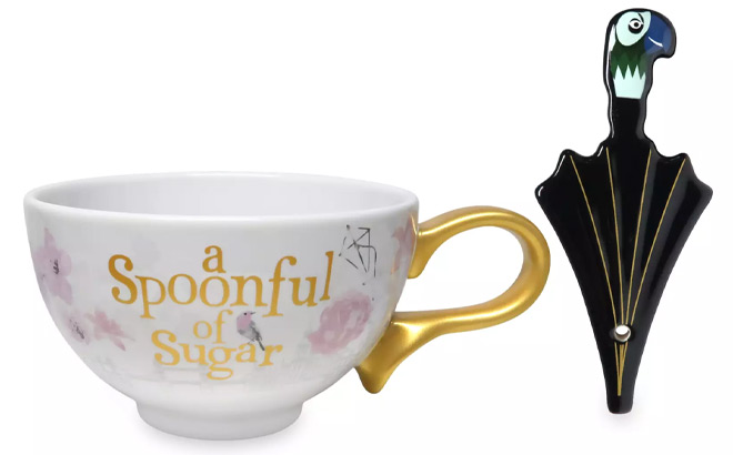 Disney Mary Poppins Mug and Spoon Set on a Plain Backround