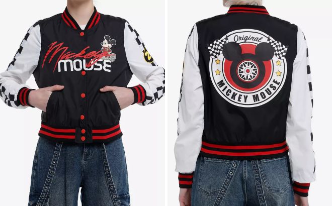 Disney Mickey Mouse Racing Girls Varsity Windbreaker Jacket