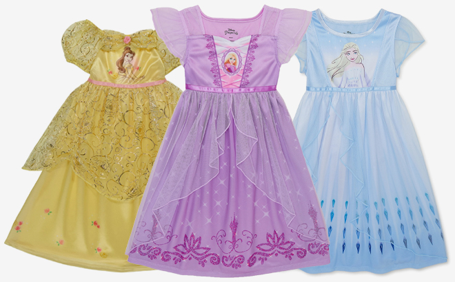 Disney Toddler Nightgowns Belle Rapunzel and Frozen