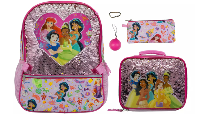 Disneys Princesses 5 Piece Backpack Set