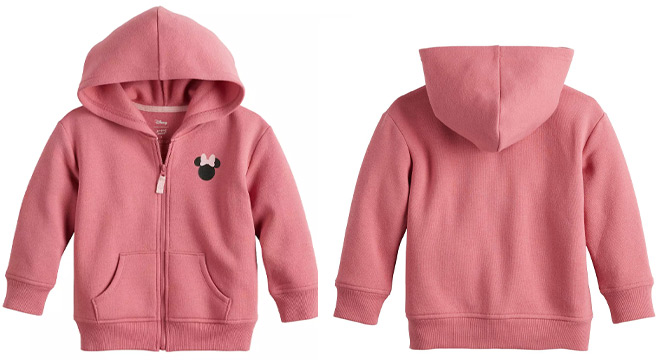 Disneys Toddler Girls Minnie Mouse Fleece Hoodie on a White Background