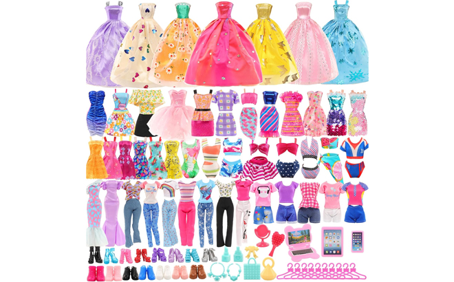 Doll Clothes and Accessories 57 Pack