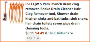 Drain Clog Removers at Checkout