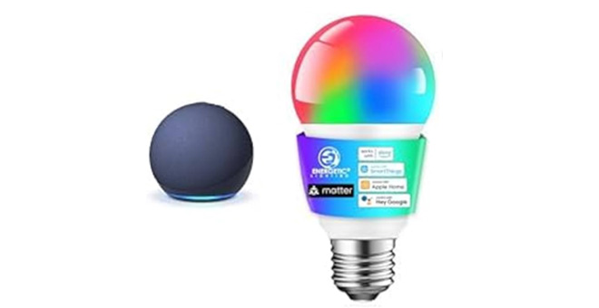 Echo Dot with Energetic Smart Color Bulb