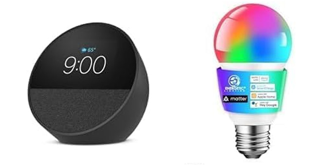 Echo Spot with Energetic Smart Color Bulb