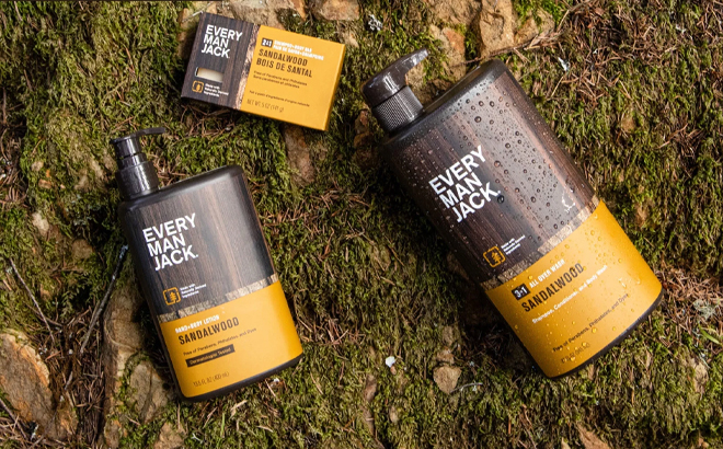 Every Man Jack Body Care Products on the Grass