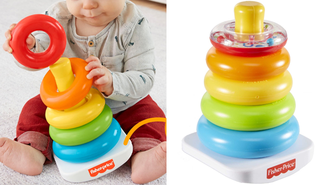 Fisher Price Rock a Stack Ring Stacking Toy with Roly Poly Base for Infants