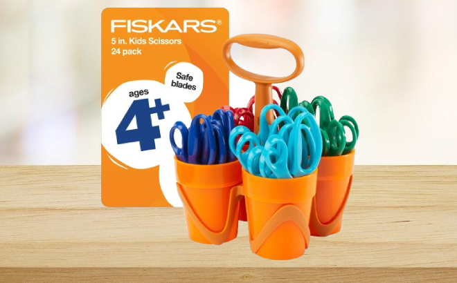 Fiskars Rounded Kids Scissors Classpack with Caddy