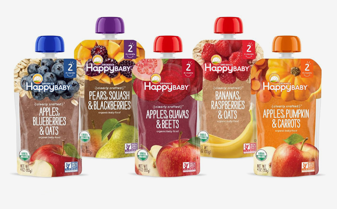 Five Happy Baby Food Pouches