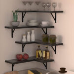 Floating Corner Shelves Set of 4on a Kitchen Wall