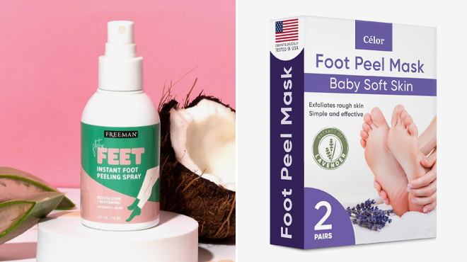 Freeman Flirty Feet Instant Foot Peeling Spray and CELOR Baby Foot Peel Mask