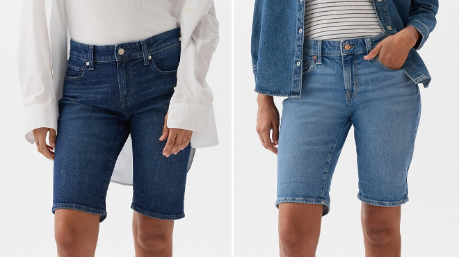 GAP Factory 9 Inch Mid Rise Denim Bermuda Shorts